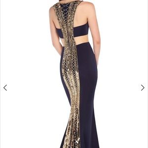 Navy Sequin back detail Alyce Paris Dress